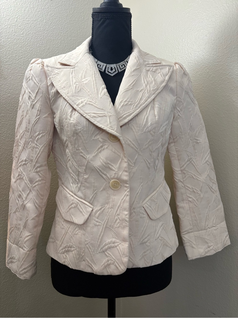 Worthington Cream Embroidered Textured Blazer